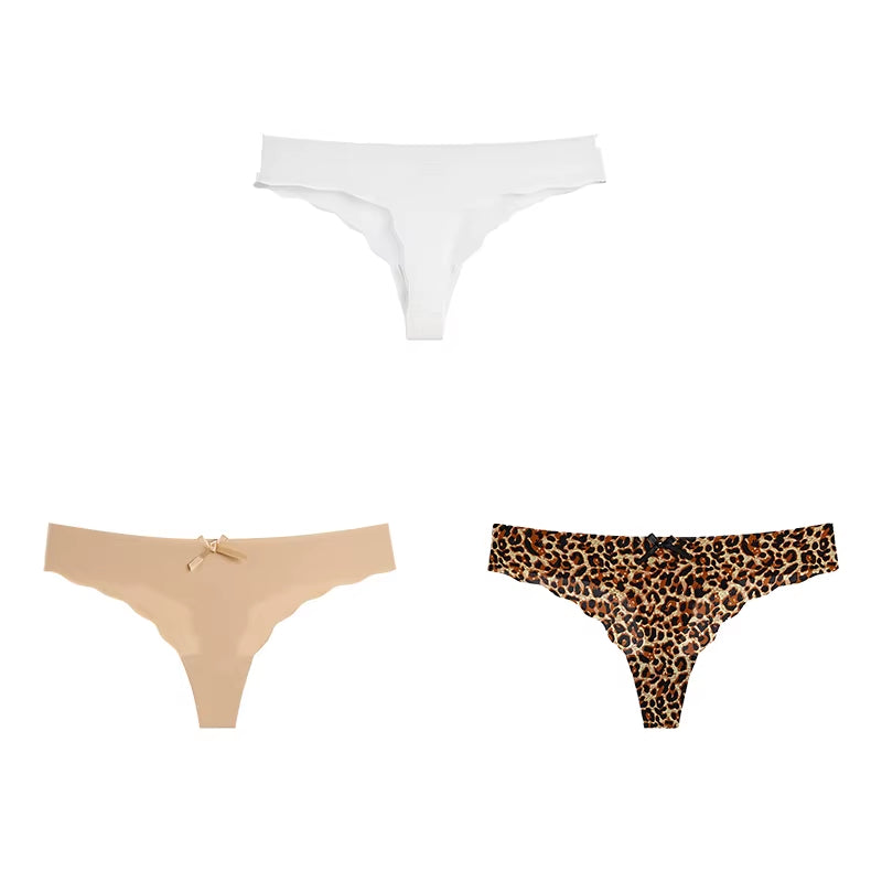 Women Panties Set Sexy Lingerie 3Pcs G String Thongs Bow Solid Intimates Female Underwear Cotton Briefs Panties Sets