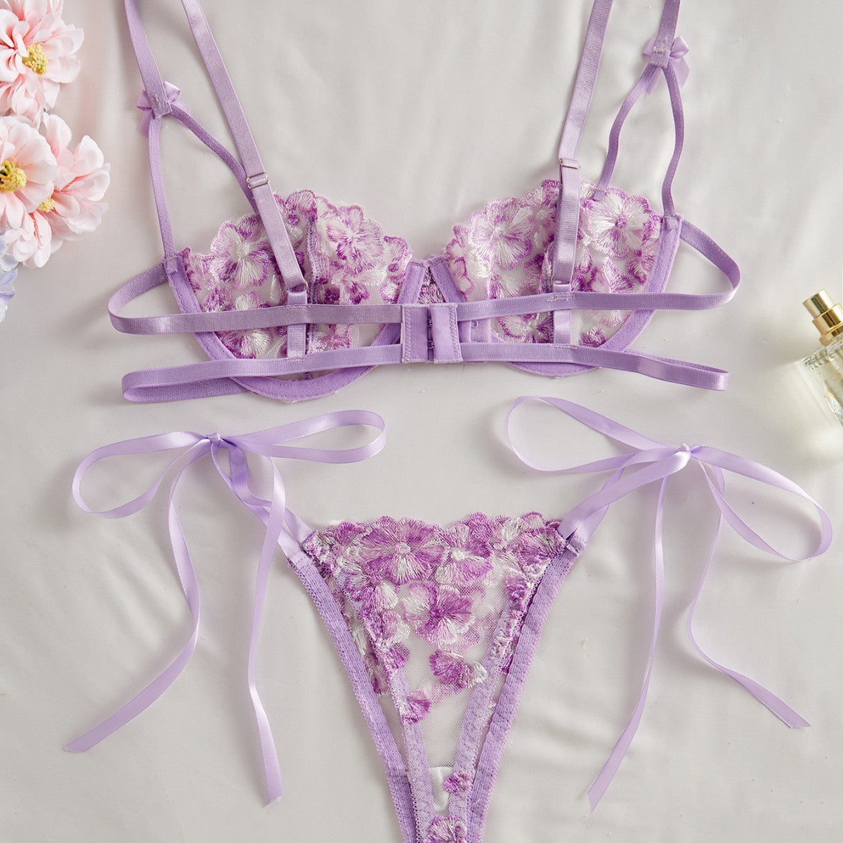 Sling Snowflake Embroidery See-through Lace Hollow Sexy Lingerie