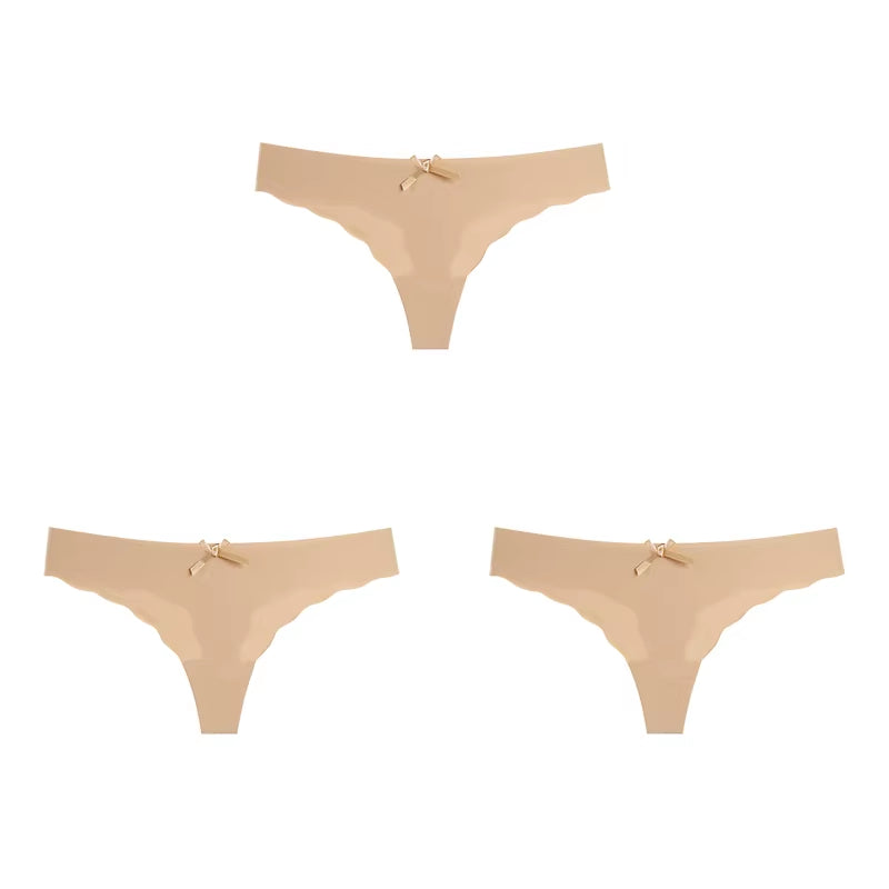 Women Panties Set Sexy Lingerie 3Pcs G String Thongs Bow Solid Intimates Female Underwear Cotton Briefs Panties Sets