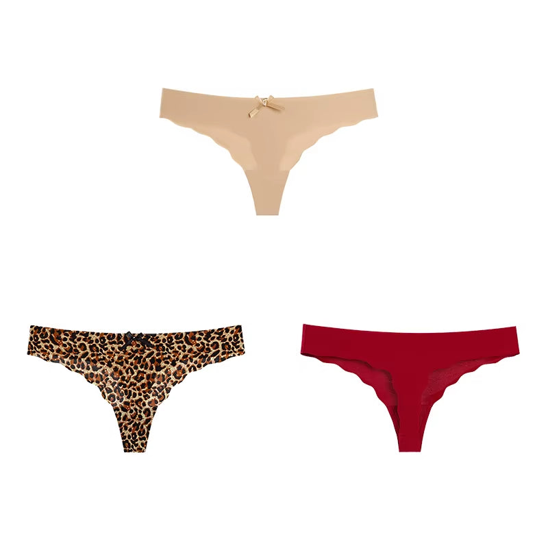 Women Panties Set Sexy Lingerie 3Pcs G String Thongs Bow Solid Intimates Female Underwear Cotton Briefs Panties Sets